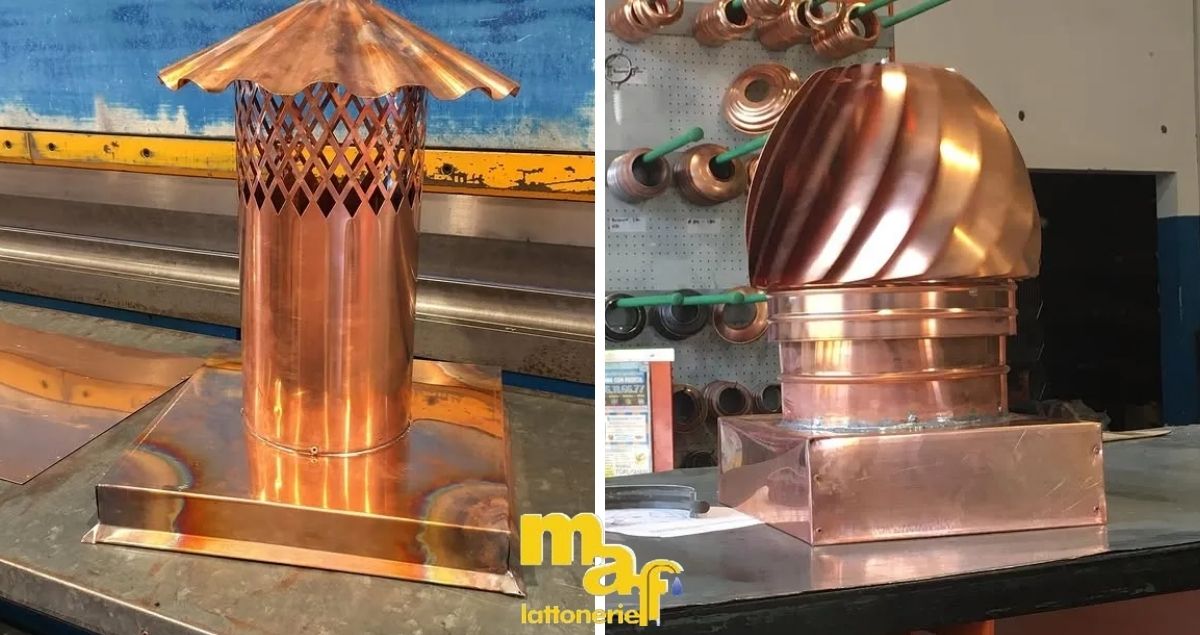 Realizzazione camini in rame vicino La Spezia presso Maf Lattonerie Realizzazione camini in rame vicino La Spezia presso Maf Lattonerie