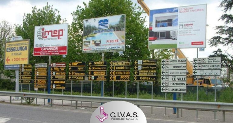 Segnaletica per facilitare la ricerca di attività a Lucca da CIVAS Pubblicità